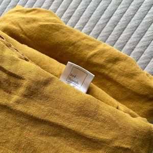 Bed Threads French Flax Linen Flat and Fitted Sheet in Turmeric - Large King